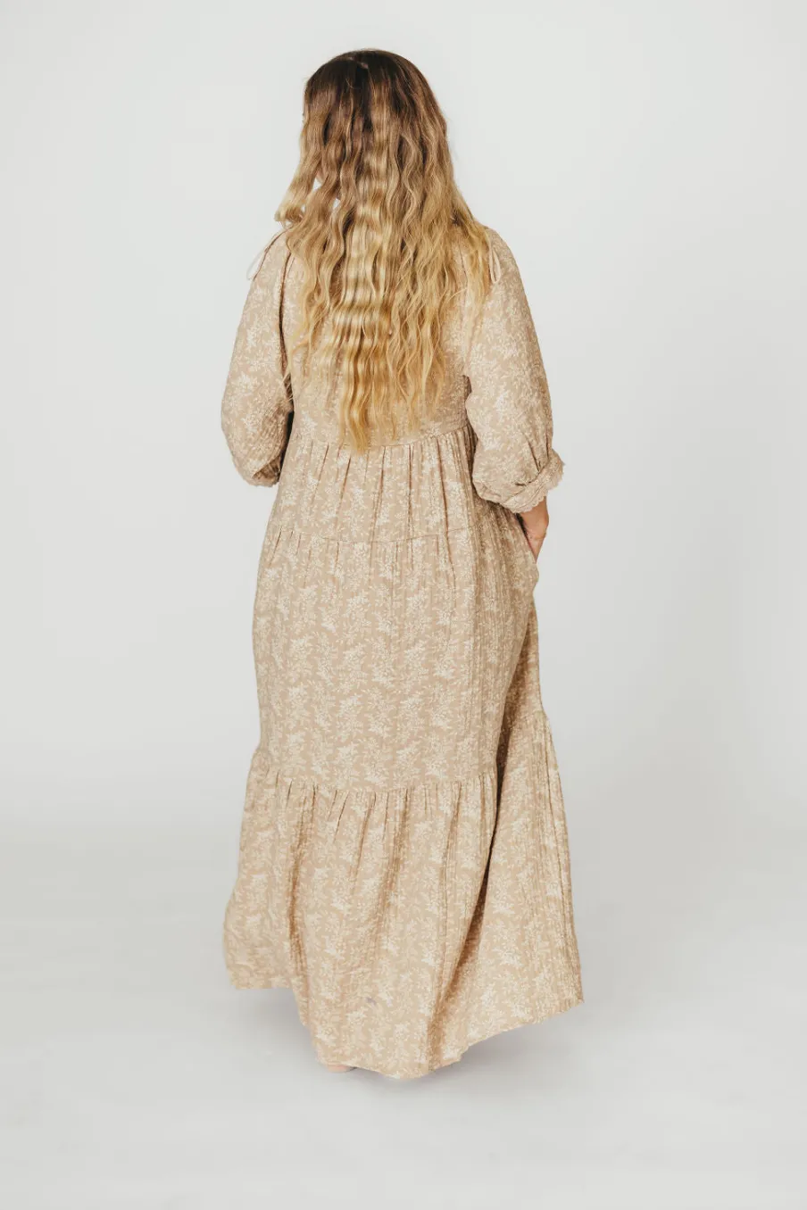 Online Worth Collective Peyton 100% Cotton Maxi Dress in Mocha Floral - Bump Friendly (XS-XL)
