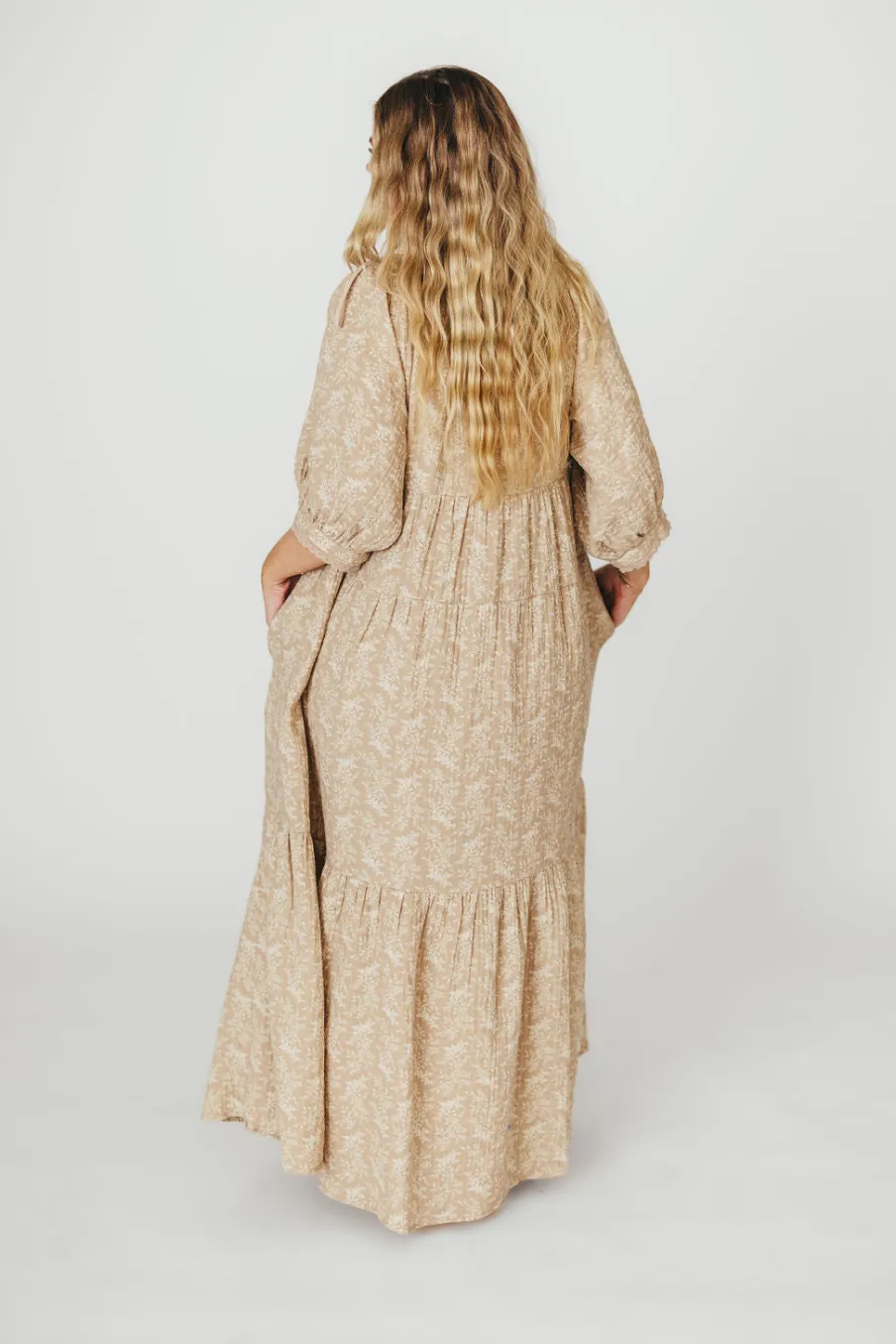 Online Worth Collective Peyton 100% Cotton Maxi Dress in Mocha Floral - Bump Friendly (XS-XL)