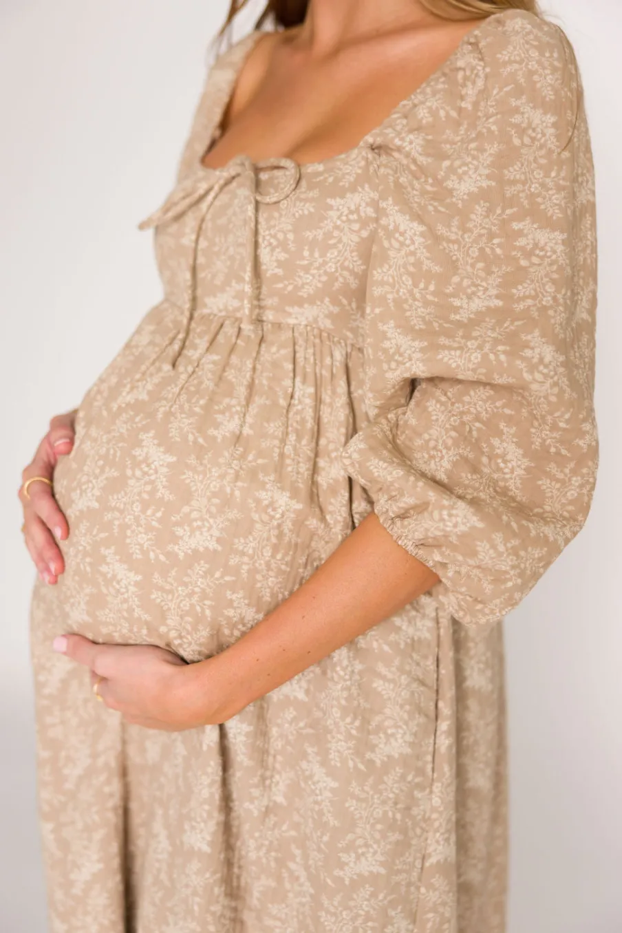 Online Worth Collective Peyton 100% Cotton Maxi Dress in Mocha Floral - Bump Friendly (XS-XL)