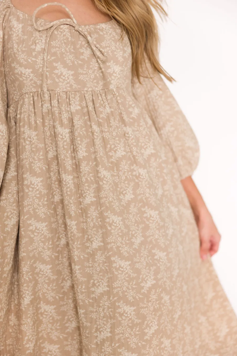 Online Worth Collective Peyton 100% Cotton Maxi Dress in Mocha Floral - Bump Friendly (XS-XL)