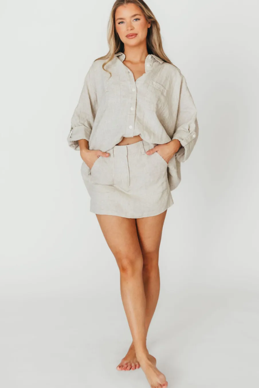 Sale Worth Collective Peyton Button Down Shirt in Linen