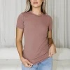Clearance Worth Collective Phoenix Ribbed Knit Tee in Red Bean