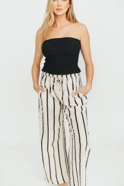 Online Worth Collective Poppy Textured Tube Top in Black