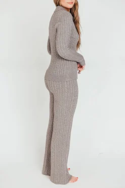 Online Worth Collective Premium Willow Cable Knit Pants in Greige