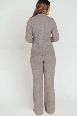 Online Worth Collective Premium Willow Cable Knit Pants in Greige