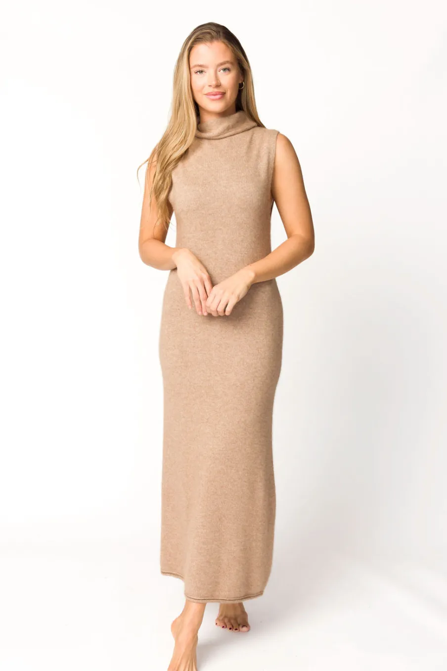 Fashion Worth Collective Quinn Turtleneck Maxi Dress in Taupe