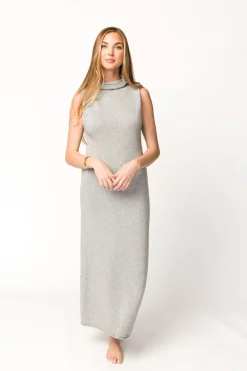 Discount Worth Collective Quinn Turtleneck Maxi Dress in Heather Grey