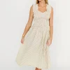 Outlet Worth Collective Ramona Plaid Smocked Midi Dress in Cream