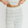 Fashion Worth Collective Reese Tube Top and Pant Set in Mint/Ivory Stripe