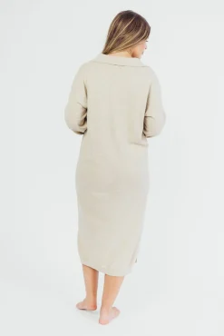 Sale Worth Collective Riley Lightweight Long Sleeve Maxi Dress in Natural - Bump Friendly