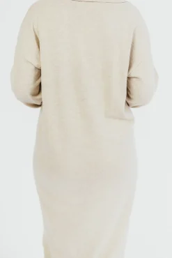 Sale Worth Collective Riley Lightweight Long Sleeve Maxi Dress in Natural - Bump Friendly