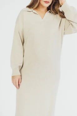 Sale Worth Collective Riley Lightweight Long Sleeve Maxi Dress in Natural - Bump Friendly