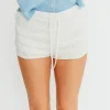 Outlet Worth Collective Rin Frilly Textured Shorts in Ivory