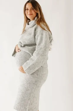 Sale Worth Collective Robyn Knit Skirt in Heather Grey - Bump Friendly