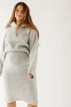 Sale Worth Collective Robyn Knit Skirt in Heather Grey - Bump Friendly