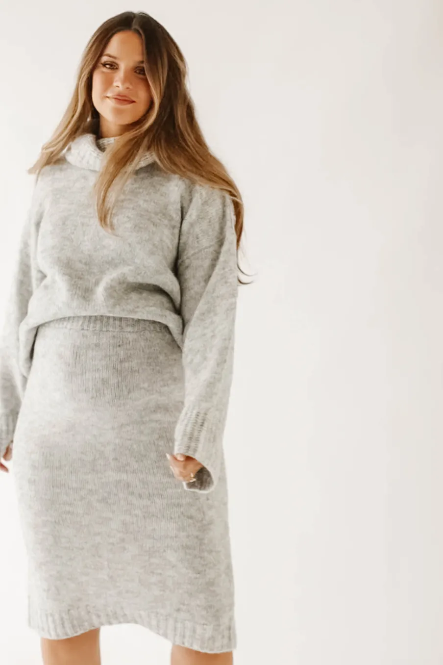 Sale Worth Collective Robyn Knit Skirt in Heather Grey - Bump Friendly