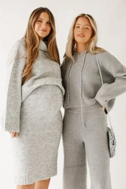 Sale Worth Collective Robyn Knit Skirt in Heather Grey - Bump Friendly