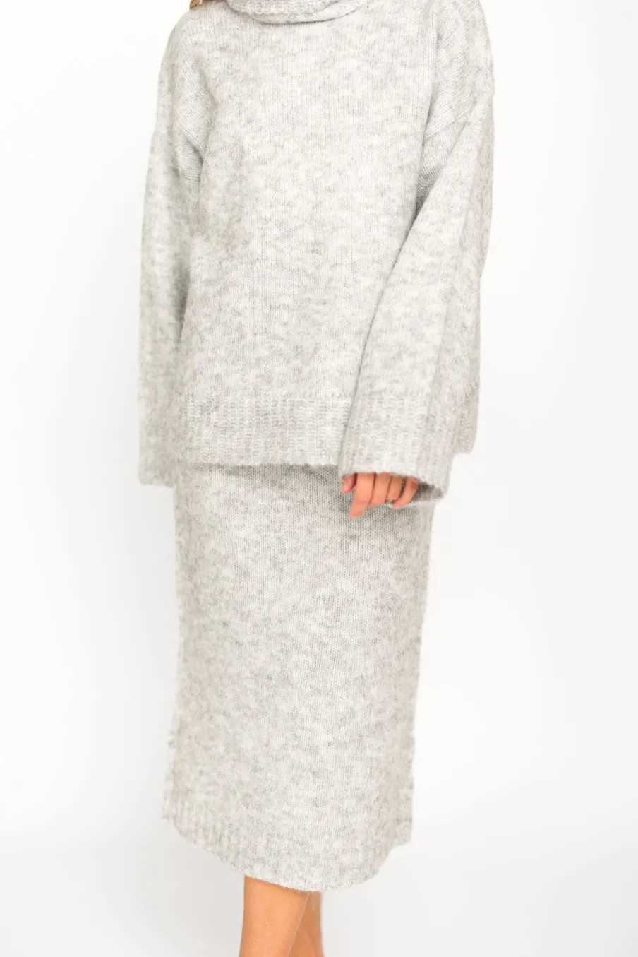 Sale Worth Collective Robyn Knit Skirt in Heather Grey - Bump Friendly