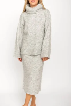 Sale Worth Collective Robyn Knit Skirt in Heather Grey - Bump Friendly
