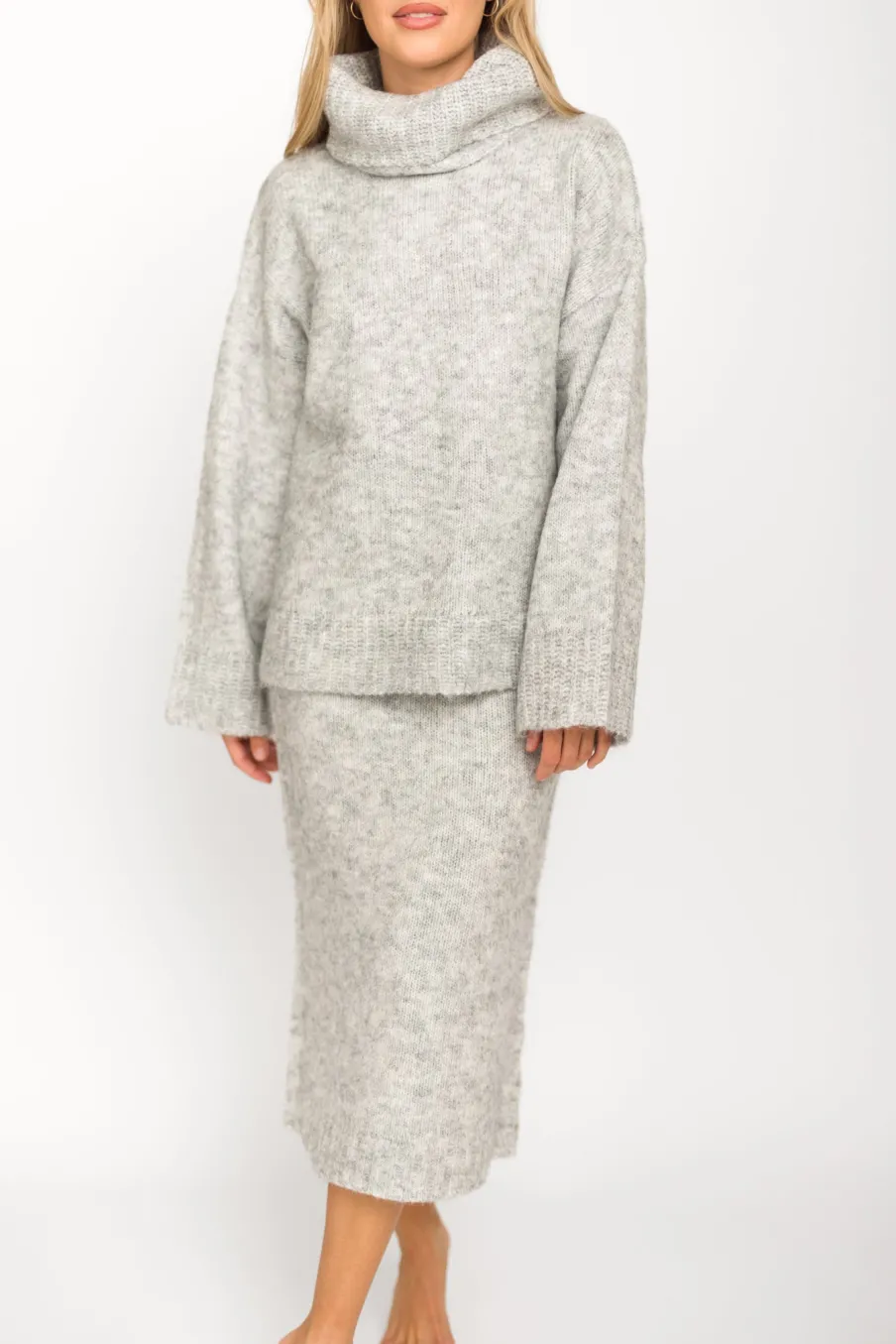 Sale Worth Collective Robyn Knit Skirt in Heather Grey - Bump Friendly