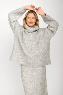 Sale Worth Collective Robyn Knit Skirt in Heather Grey - Bump Friendly