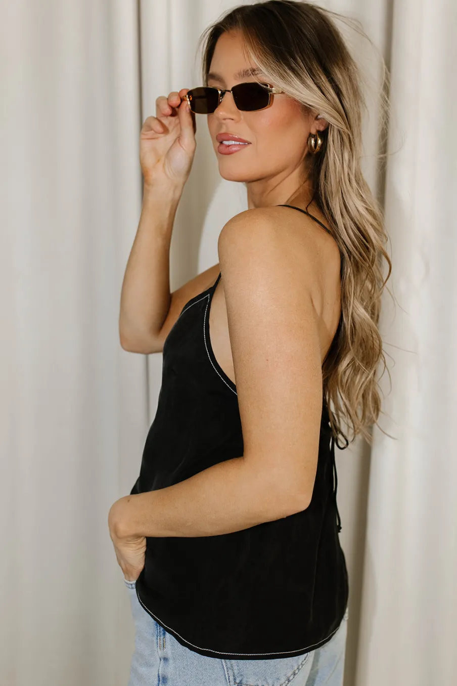 Online Worth Collective Romana Cami in Black
