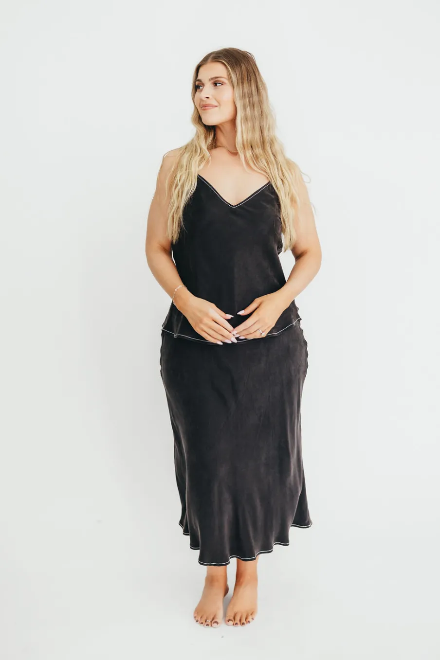 Fashion Worth Collective Romana Cami Top and Skirt Set in Black