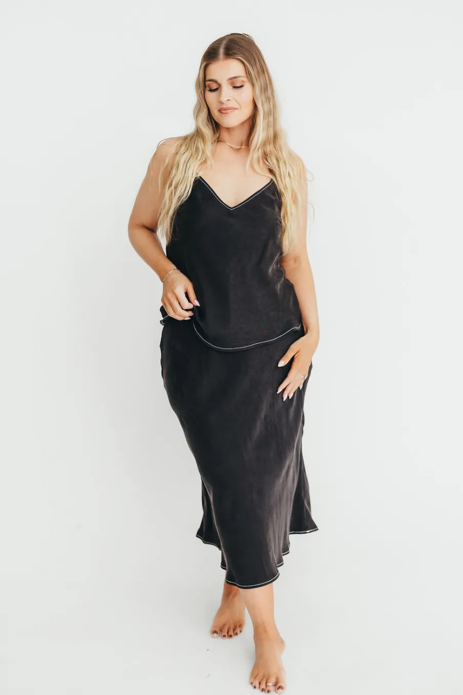 Fashion Worth Collective Romana Cami Top and Skirt Set in Black