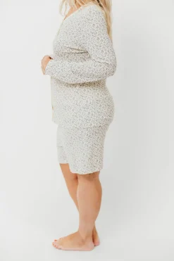 New Worth Collective Rori Maternity Pajama Set in Ivory - Bump Friendly