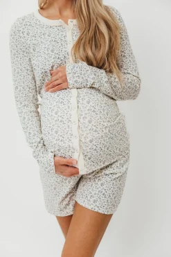 New Worth Collective Rori Maternity Pajama Set in Ivory - Bump Friendly