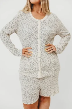 New Worth Collective Rori Maternity Pajama Set in Ivory - Bump Friendly