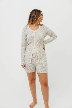 New Worth Collective Rori Maternity Pajama Set in Ivory - Bump Friendly