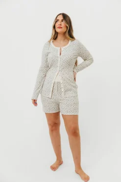 New Worth Collective Rori Maternity Pajama Set in Ivory - Bump Friendly