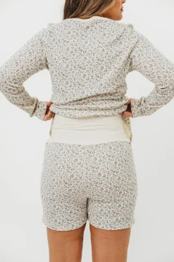 New Worth Collective Rori Maternity Pajama Set in Ivory - Bump Friendly