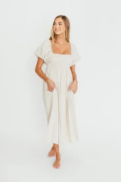 Hot Worth Collective Rosalie Maxi Dress in Linen - Bump Friendly