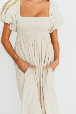 Hot Worth Collective Rosalie Maxi Dress in Linen - Bump Friendly