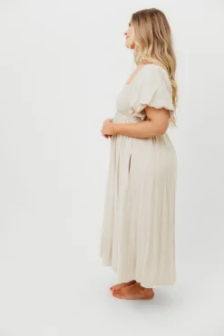 Hot Worth Collective Rosalie Maxi Dress in Linen - Bump Friendly