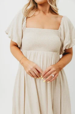 Hot Worth Collective Rosalie Maxi Dress in Linen - Bump Friendly