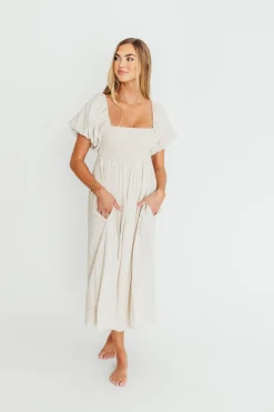 Hot Worth Collective Rosalie Maxi Dress in Linen - Bump Friendly