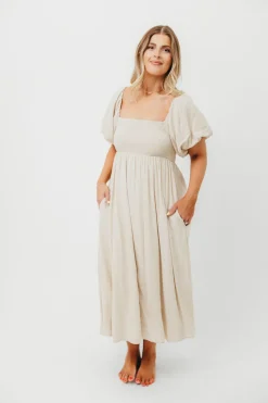 Hot Worth Collective Rosalie Maxi Dress in Linen - Bump Friendly