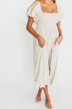 Hot Worth Collective Rosalie Maxi Dress in Linen - Bump Friendly