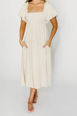 Hot Worth Collective Rosalie Maxi Dress in Linen - Bump Friendly