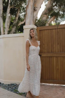 Online Worth Collective Rosamund Bustier-Style Maxi Dress in Blush Pink Floral - Inclusive Siz