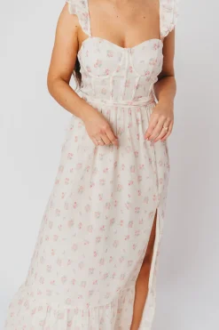 Online Worth Collective Rosamund Bustier-Style Maxi Dress in Blush Pink Floral - Inclusive Siz