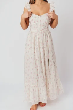 Online Worth Collective Rosamund Bustier-Style Maxi Dress in Blush Pink Floral - Inclusive Siz