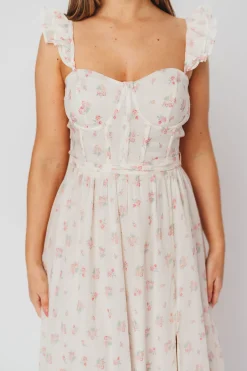 Online Worth Collective Rosamund Bustier-Style Maxi Dress in Blush Pink Floral - Inclusive Siz
