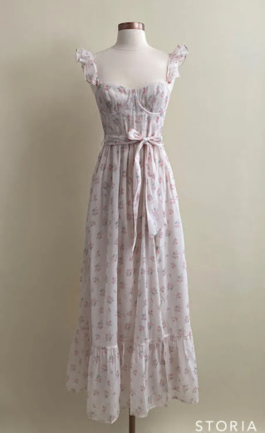 Online Worth Collective Rosamund Bustier-Style Maxi Dress in Blush Pink Floral - Inclusive Siz