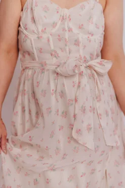 Online Worth Collective Rosamund Bustier-Style Maxi Dress in Blush Pink Floral - Inclusive Siz