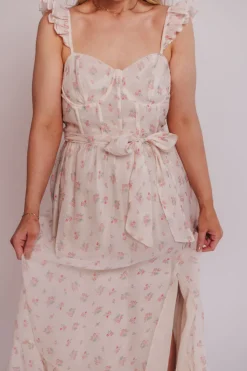 Online Worth Collective Rosamund Bustier-Style Maxi Dress in Blush Pink Floral - Inclusive Siz