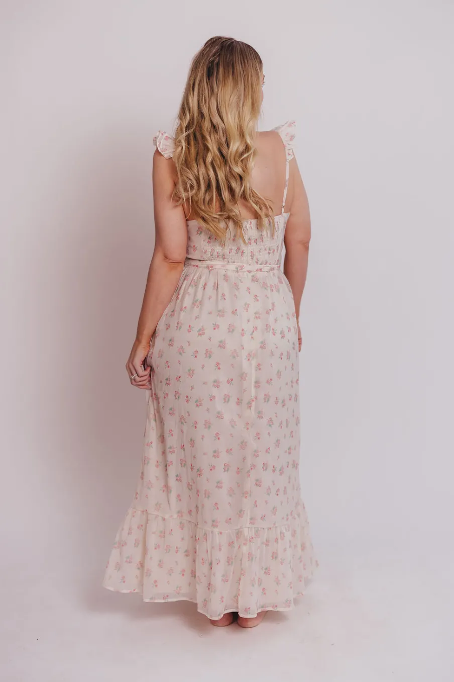Online Worth Collective Rosamund Bustier-Style Maxi Dress in Blush Pink Floral - Inclusive Siz